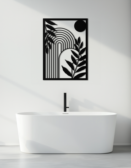 Load image into Gallery viewer, Modern Geometric Botanical Metal Wall Art – Abstract Nature-Inspired Steel Design- KAF366
