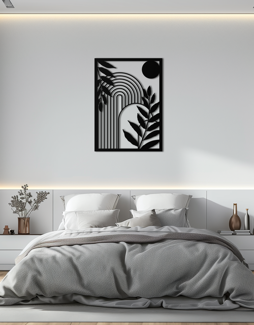 Load image into Gallery viewer, Modern Geometric Botanical Metal Wall Art – Abstract Nature-Inspired Steel Design- KAF366
