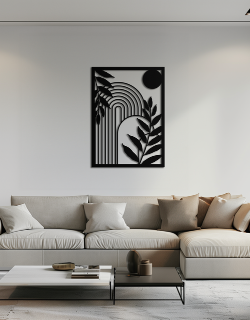 Load image into Gallery viewer, Modern Geometric Botanical Metal Wall Art – Abstract Nature-Inspired Steel Design- KAF366
