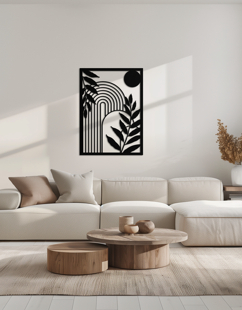 Load image into Gallery viewer, Modern Geometric Botanical Metal Wall Art – Abstract Nature-Inspired Steel Design- KAF366

