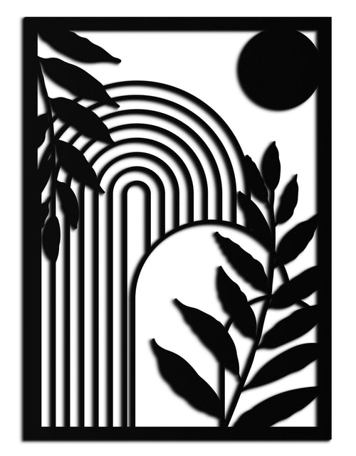 Load image into Gallery viewer, Modern Geometric Botanical Metal Wall Art – Abstract Nature-Inspired Steel Design- KAF366
