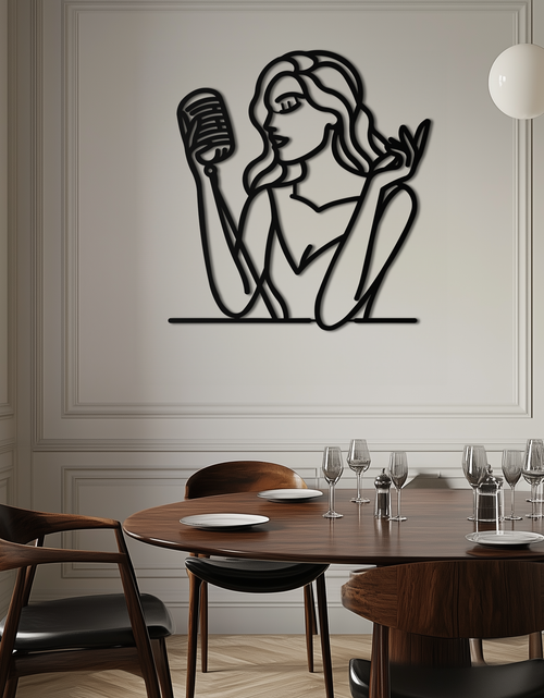 Load image into Gallery viewer, Singing Woman Metal Wall Art – Modern Female Vocalist Silhouette- KAF367

