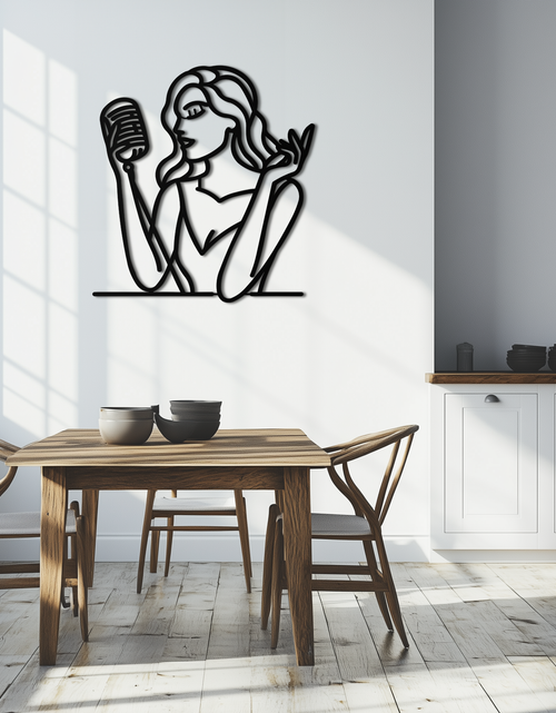 Load image into Gallery viewer, Singing Woman Metal Wall Art – Modern Female Vocalist Silhouette- KAF367
