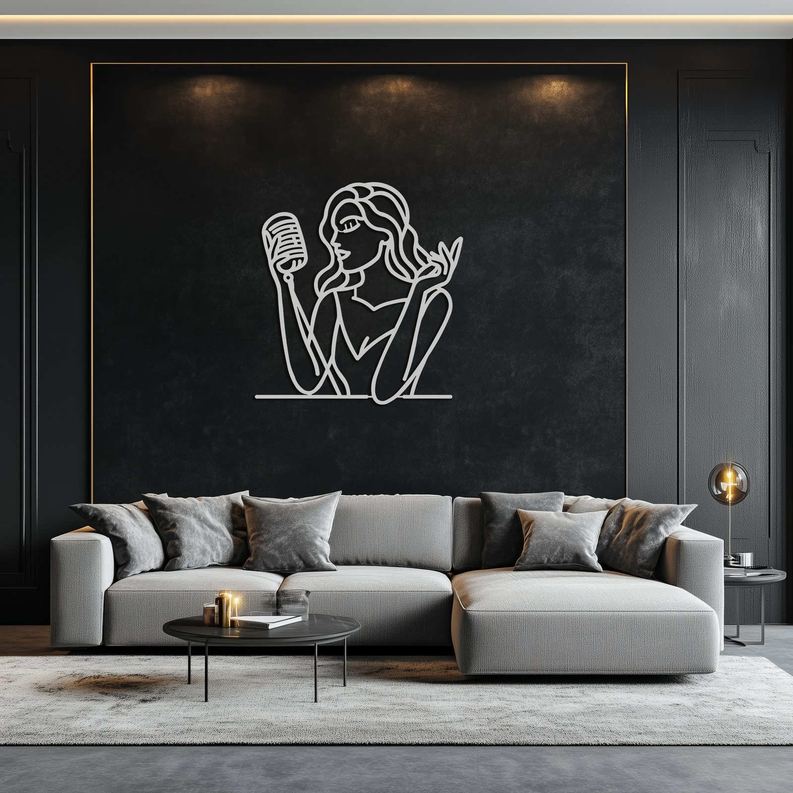 Singing Woman Metal Wall Art – Modern Female Vocalist Silhouette- KAF367