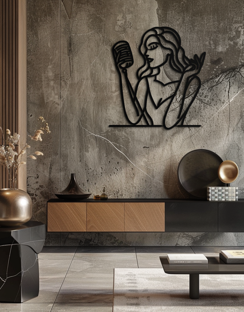 Load image into Gallery viewer, Singing Woman Metal Wall Art – Modern Female Vocalist Silhouette- KAF367
