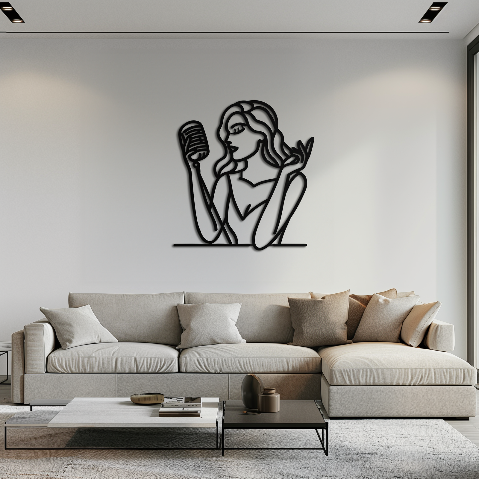 Singing Woman Metal Wall Art – Modern Female Vocalist Silhouette- KAF367