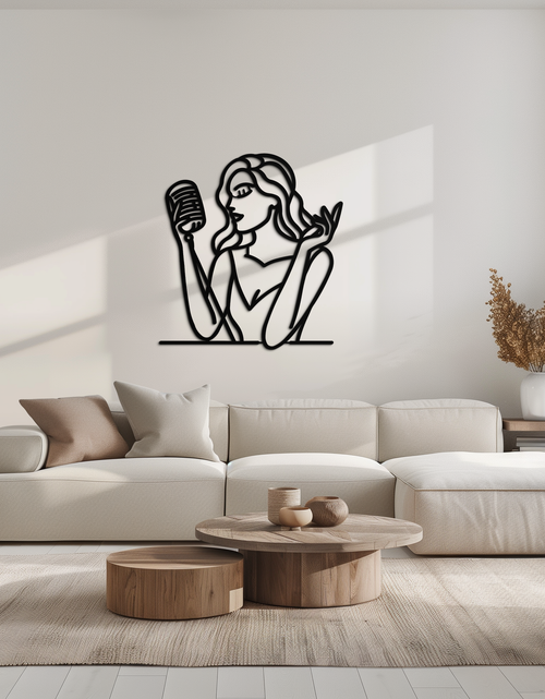 Load image into Gallery viewer, Singing Woman Metal Wall Art – Modern Female Vocalist Silhouette- KAF367
