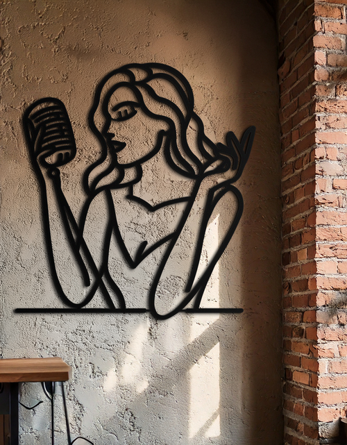 Load image into Gallery viewer, Singing Woman Metal Wall Art – Modern Female Vocalist Silhouette- KAF367
