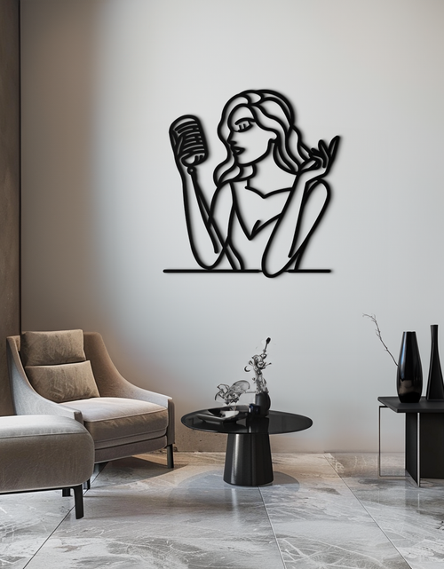 Load image into Gallery viewer, Singing Woman Metal Wall Art – Modern Female Vocalist Silhouette- KAF367

