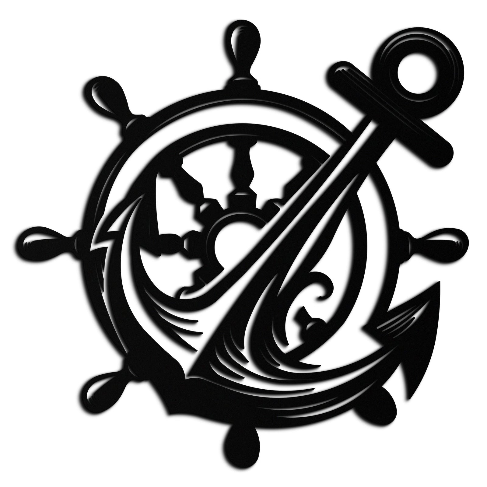 Anchor and Ship Wheel Metal Wall Art – Nautical Steel Decor for Sea Lovers- KAF368