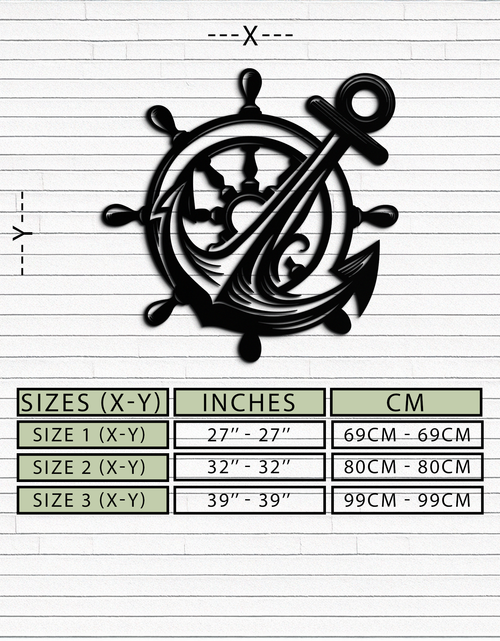 Load image into Gallery viewer, Anchor and Ship Wheel Metal Wall Art – Nautical Steel Decor for Sea Lovers- KAF368
