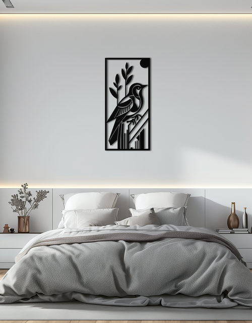 Load image into Gallery viewer, Bird &amp; Nature Panel Metal Wall Art – Minimalist Vertical Steel Decor- KAF369
