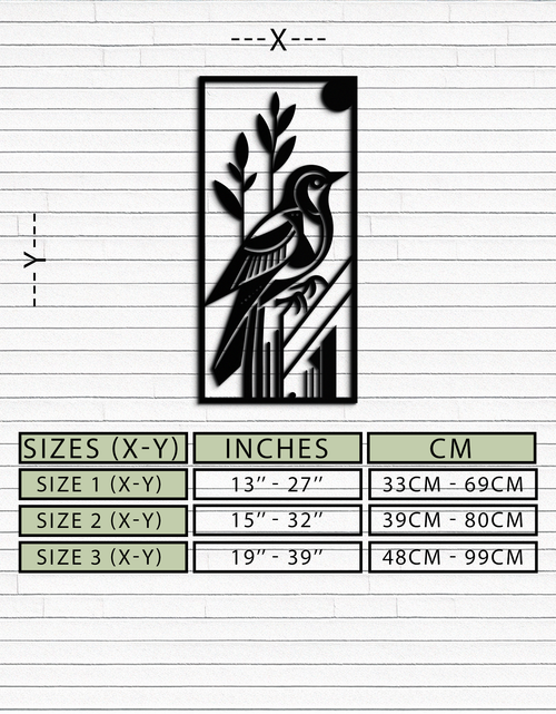 Load image into Gallery viewer, Bird &amp; Nature Panel Metal Wall Art – Minimalist Vertical Steel Decor- KAF369
