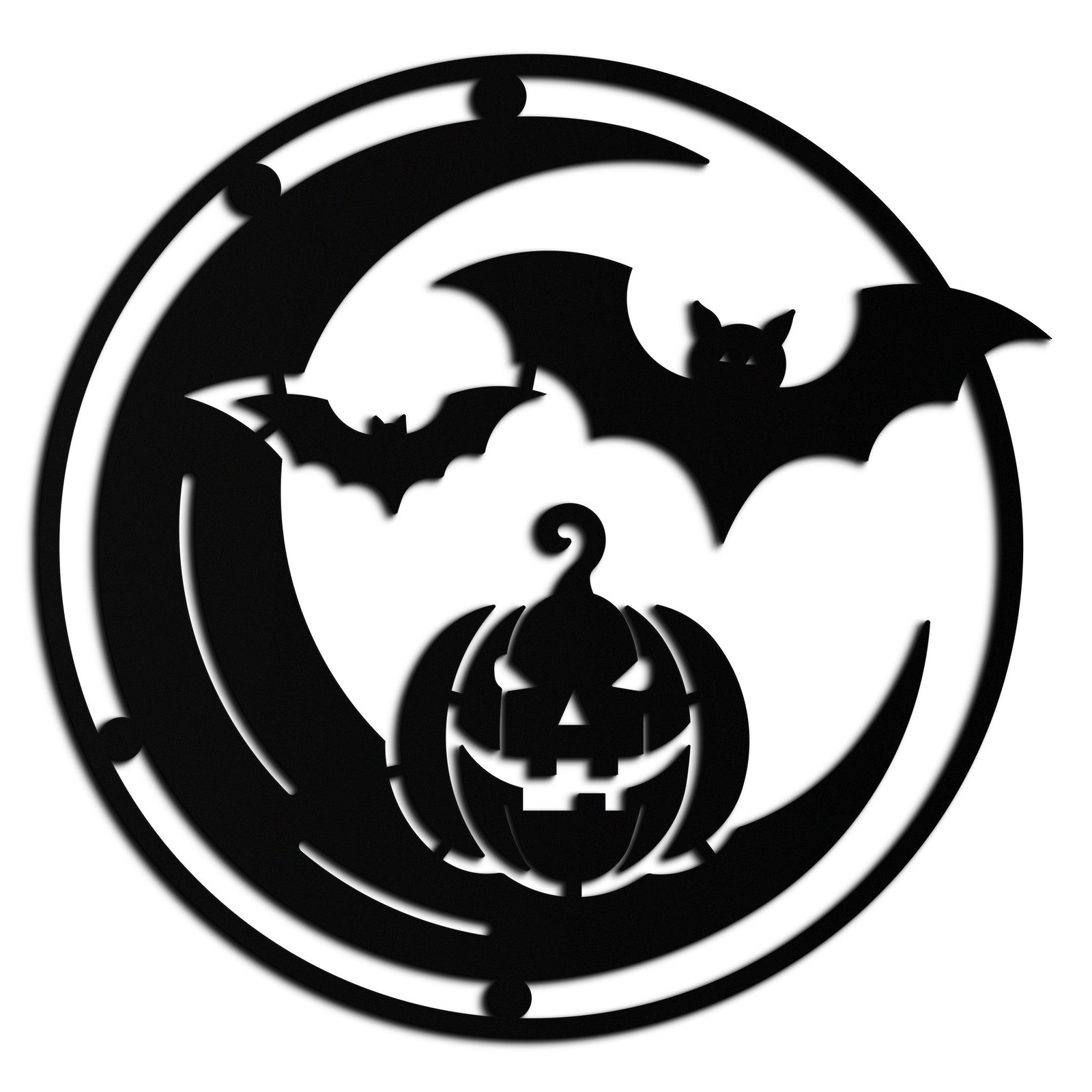 Halloween Bat Pumpkin Metal Wall Art – Spooky Jack-O'-Lantern Steel Decor- KAF371