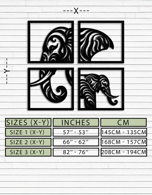 Load image into Gallery viewer, Elephant Silhouette 4-Piece Metal Wall Art – Modern Tribal Design- KAF374
