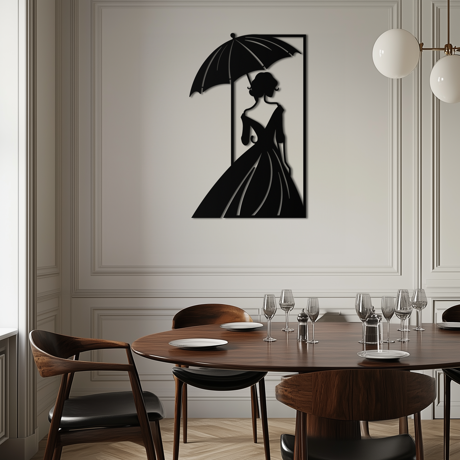 Modern Woman Silhouette Metal Wall Art – Elegant Female Figure Panel- KAF375