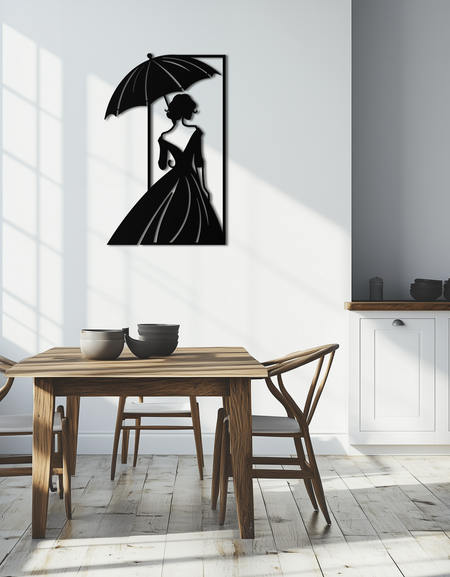 Modern Kadın Silüeti Metal Duvar Sanatı – Zarif Kadın Figürü Paneli- KAF375