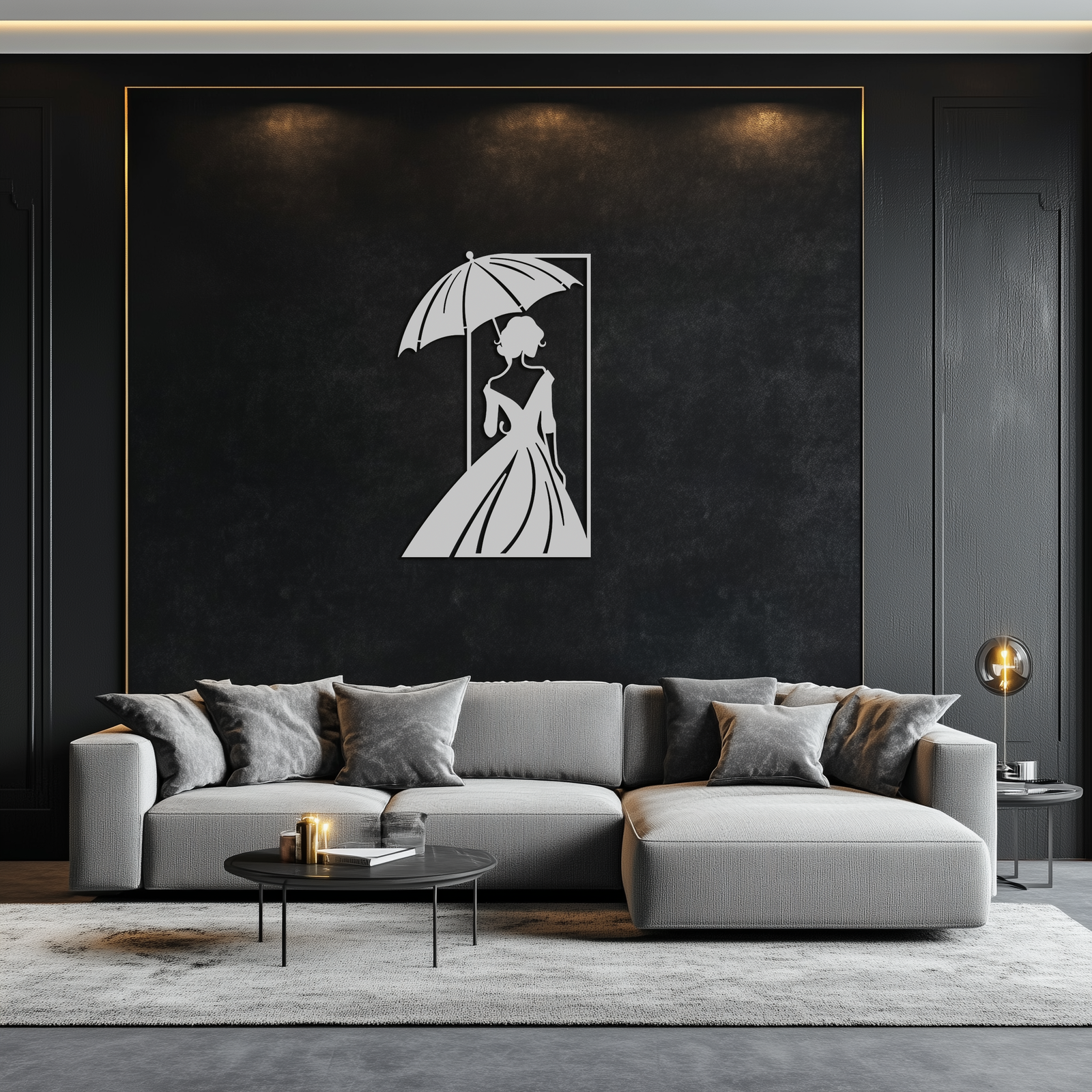 Modern Woman Silhouette Metal Wall Art – Elegant Female Figure Panel- KAF375