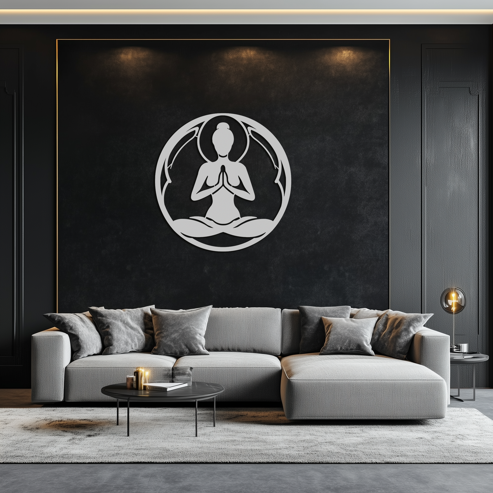 Yoga Silhouette Metal Wall Art – Meditative Zen Pose Decor for Mindful Spaces- KAF378