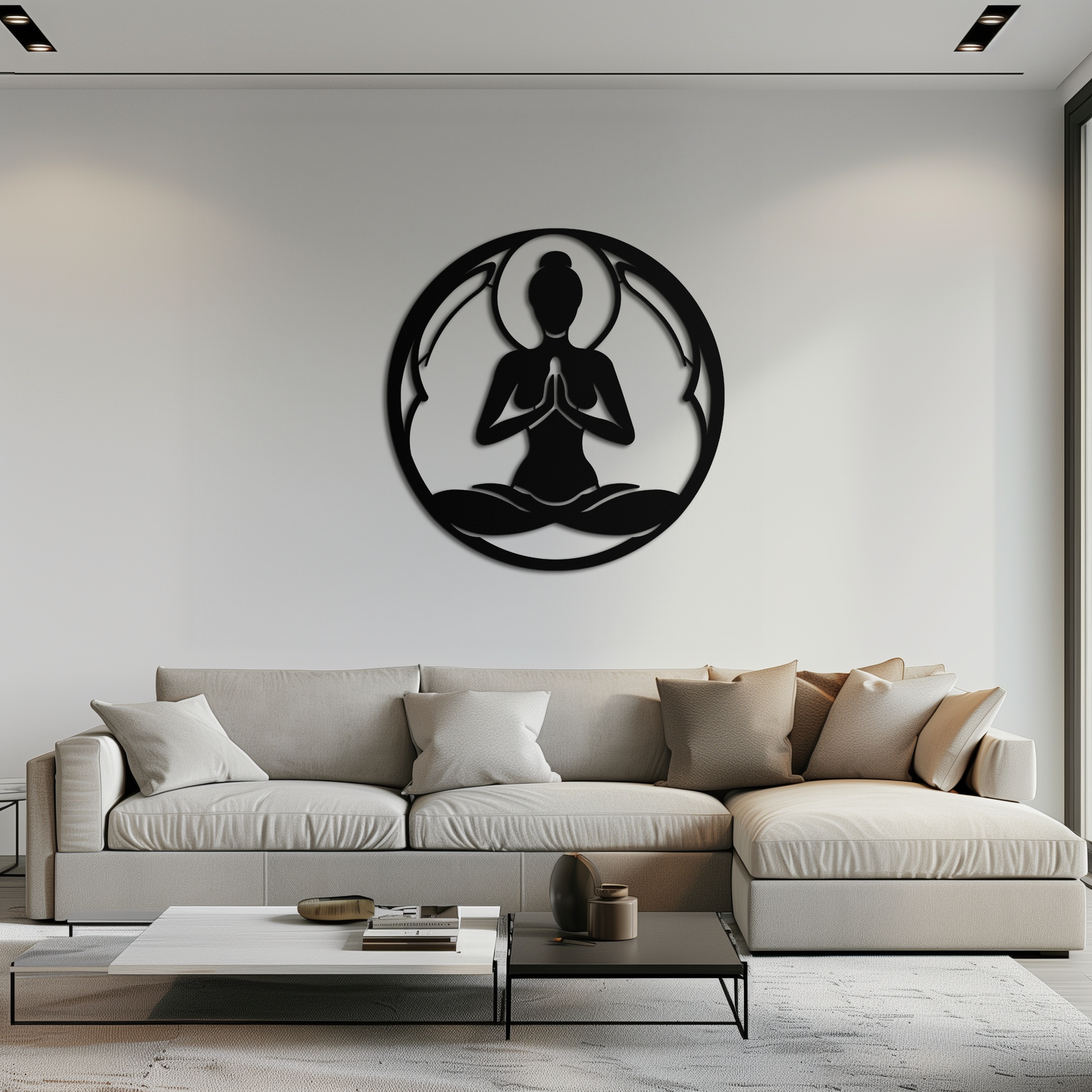 Yoga Silhouette Metal Wall Art – Meditative Zen Pose Decor for Mindful Spaces- KAF378