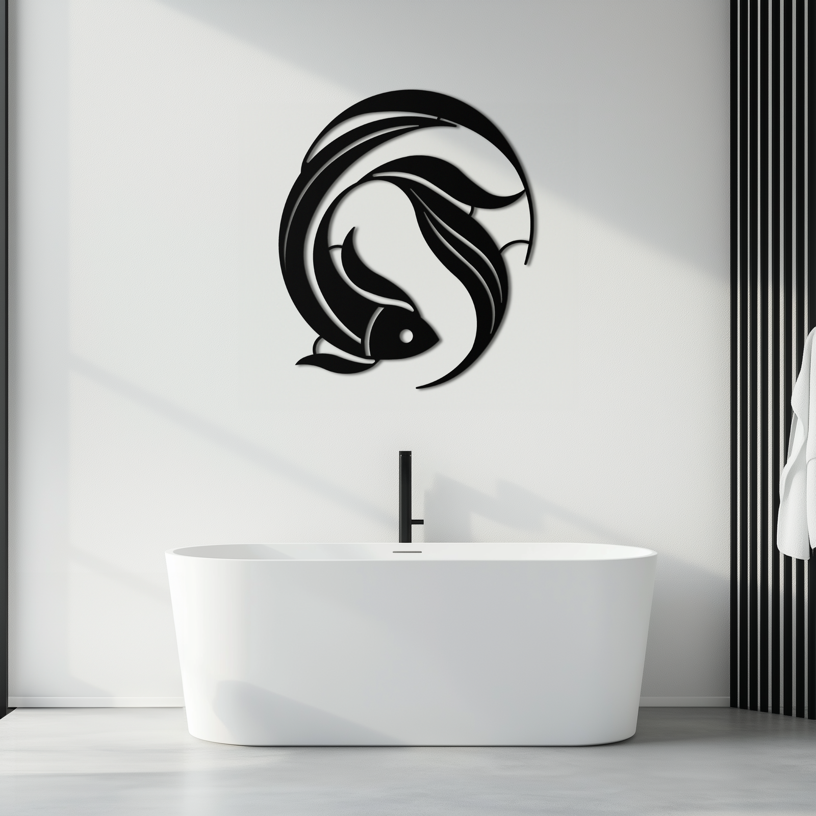 Japanese fish Metal Wall Art – Elegant Minimalist Ocean Decor- KAF379