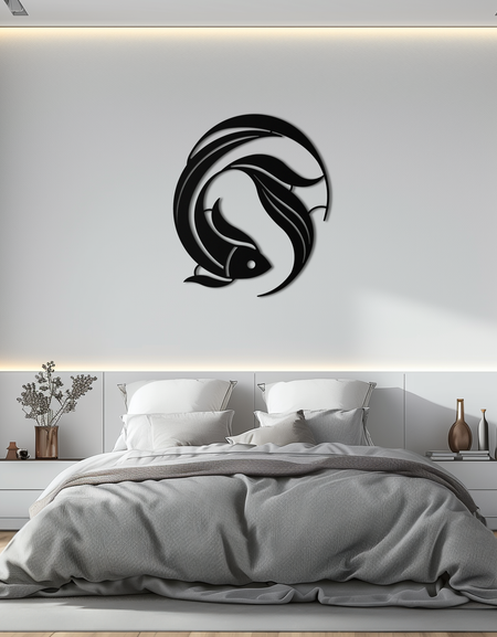 Japon balığı Metal Duvar Sanatı – Zarif Minimalist Okyanus Dekoru- KAF379