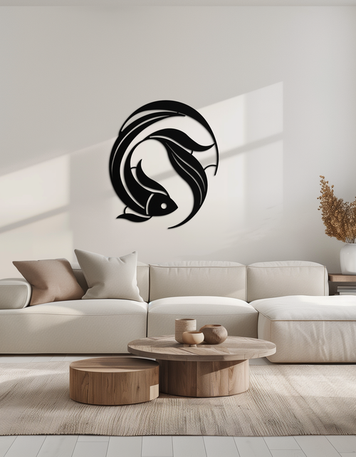 Load image into Gallery viewer, Japanese fish Metal Wall Art – Elegant Minimalist Ocean Decor- KAF379
