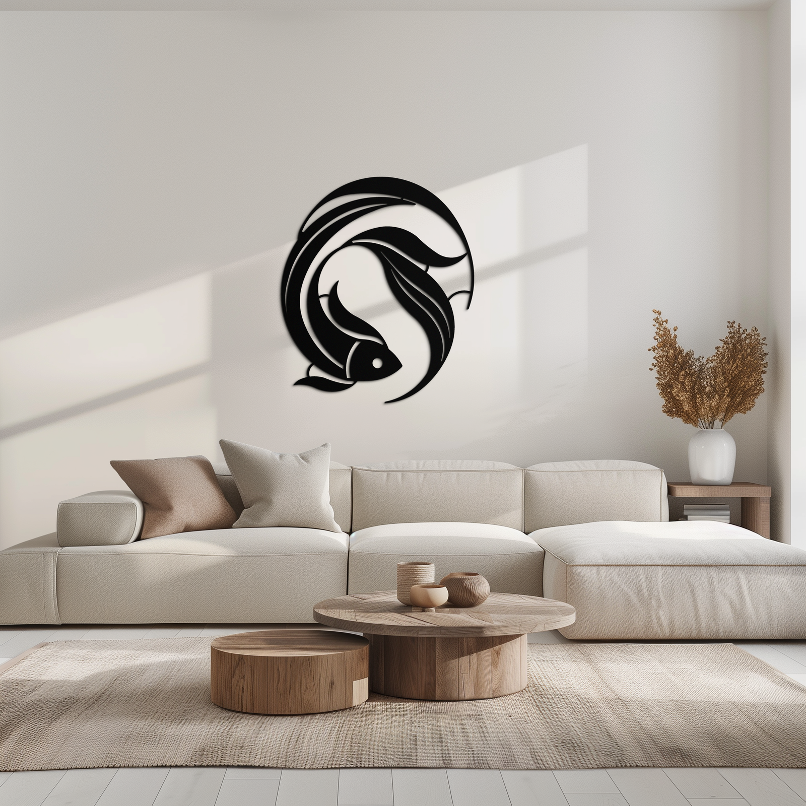 Japanese fish Metal Wall Art – Elegant Minimalist Ocean Decor- KAF379