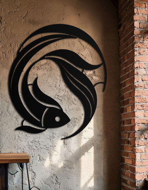 Load image into Gallery viewer, Japanese fish Metal Wall Art – Elegant Minimalist Ocean Decor- KAF379
