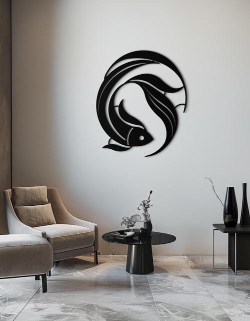 Load image into Gallery viewer, Japanese fish Metal Wall Art – Elegant Minimalist Ocean Decor- KAF379
