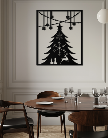 Noel Ağacı Metal Duvar Sanatı – Zarif Tatil Silüeti Dekoru- KAF380