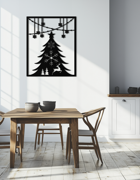 Noel Ağacı Metal Duvar Sanatı – Zarif Tatil Silüeti Dekoru- KAF380