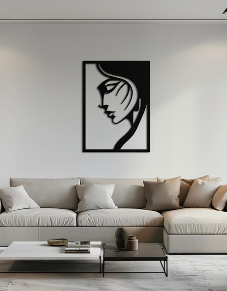 Elegant Woman Silhouette Metal Wall Art – Stylish Female Figure Home Decor- KAF381