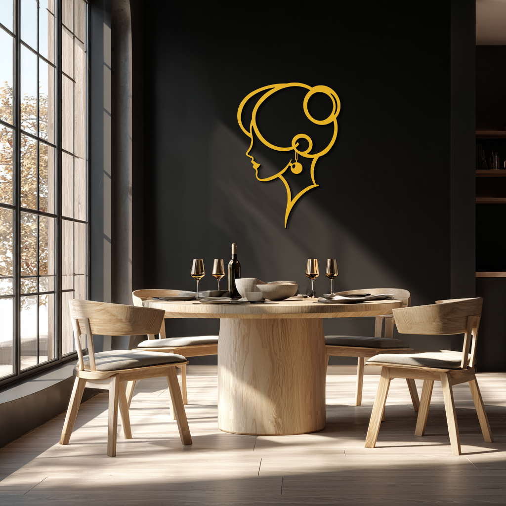 Elegant Woman Silhouette Metal Wall Art – Modern Female Figure Steel Decor- KAF382