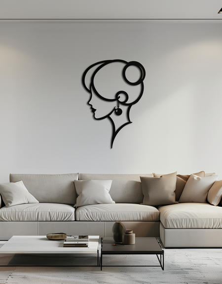 Elegant Woman Silhouette Metal Wall Art – Modern Female Figure Steel Decor- KAF382
