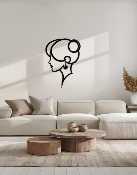 Elegant Woman Silhouette Metal Wall Art – Modern Female Figure Steel Decor- KAF382