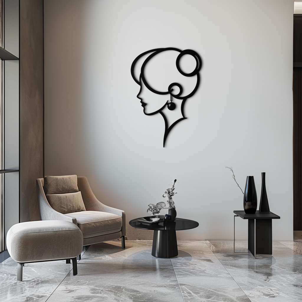 Elegant Woman Silhouette Metal Wall Art – Modern Female Figure Steel Decor- KAF382