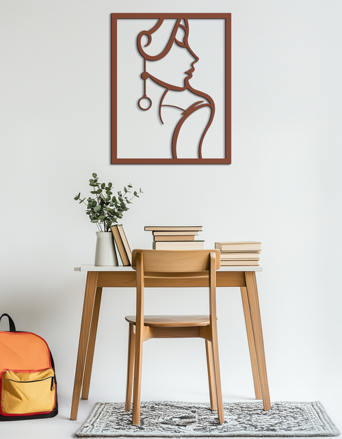 Load image into Gallery viewer, Elegant Female Silhouette Metal Wall Art – Graceful Lady Framed Steel Decor- KAF383

