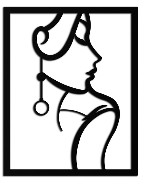 Load image into Gallery viewer, Elegant Female Silhouette Metal Wall Art – Graceful Lady Framed Steel Decor- KAF383
