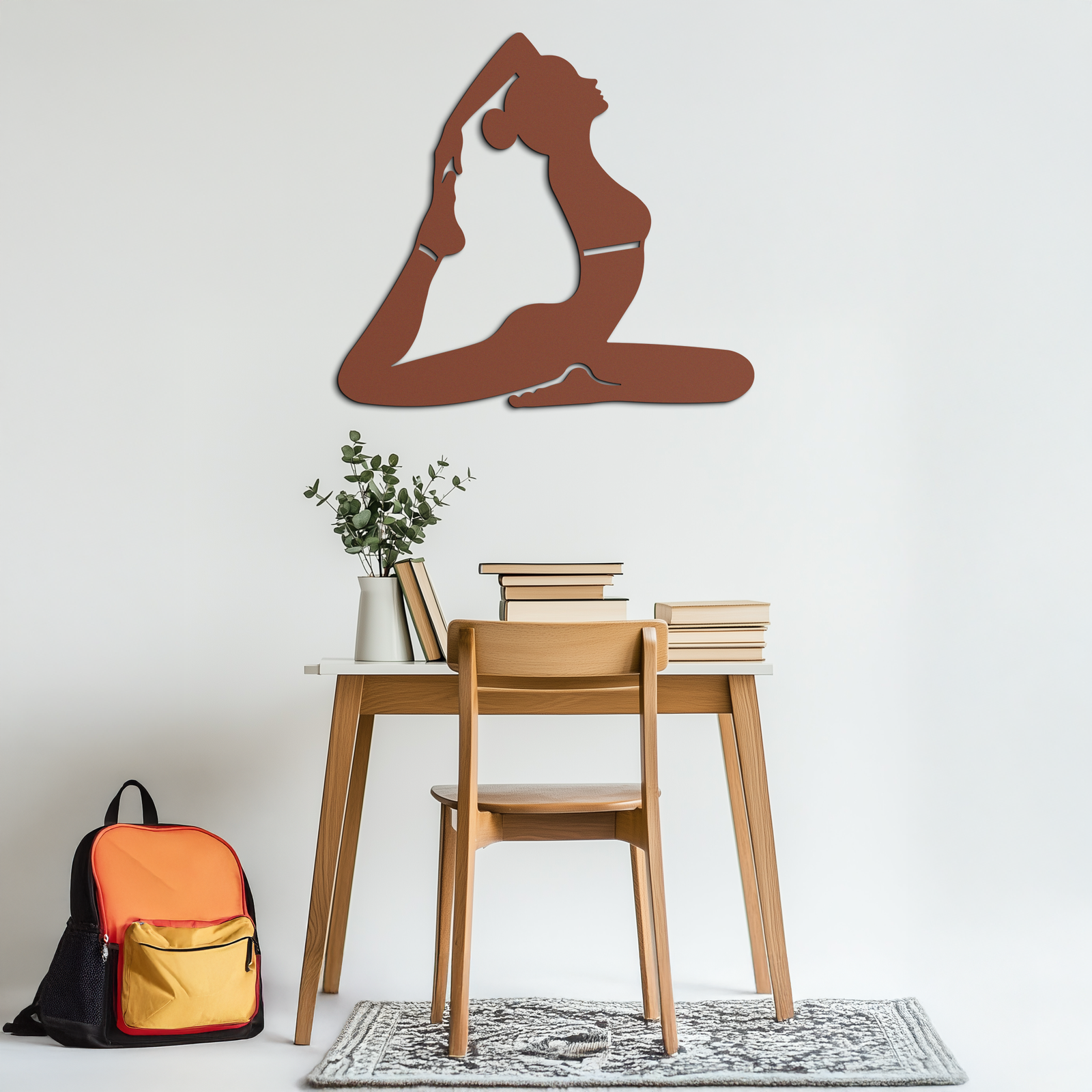 Kapotasana Pose Silhouette Metal Wall Art – Yoga-Inspired Minimalist Decor- KAF384