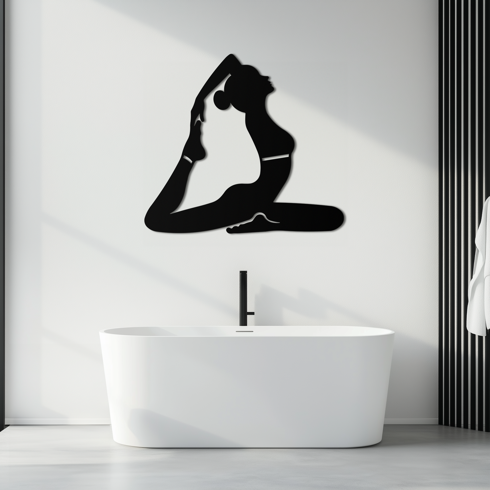 Kapotasana Pozu Silüeti Metal Duvar Sanatı – Yoga Esintili Minimalist Dekor- KAF384