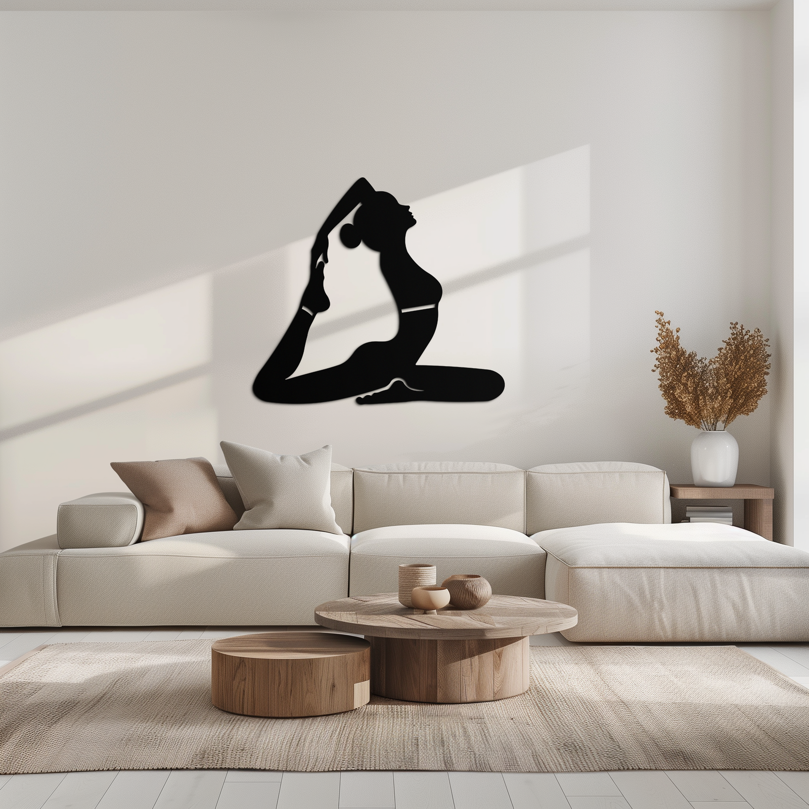 Kapotasana Pozu Silüeti Metal Duvar Sanatı – Yoga Esintili Minimalist Dekor- KAF384