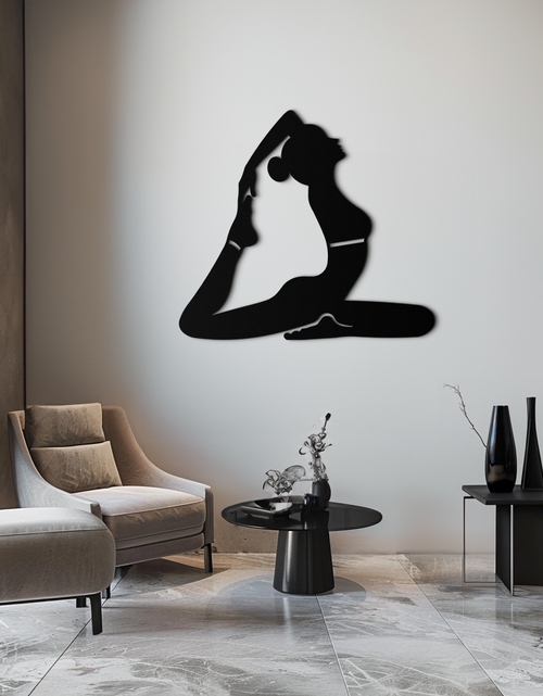 Resmi Galeri görüntüleyicisine yükleyin, Kapotasana Pozu Silüeti Metal Duvar Sanatı – Yoga Esintili Minimalist Dekor- KAF384
