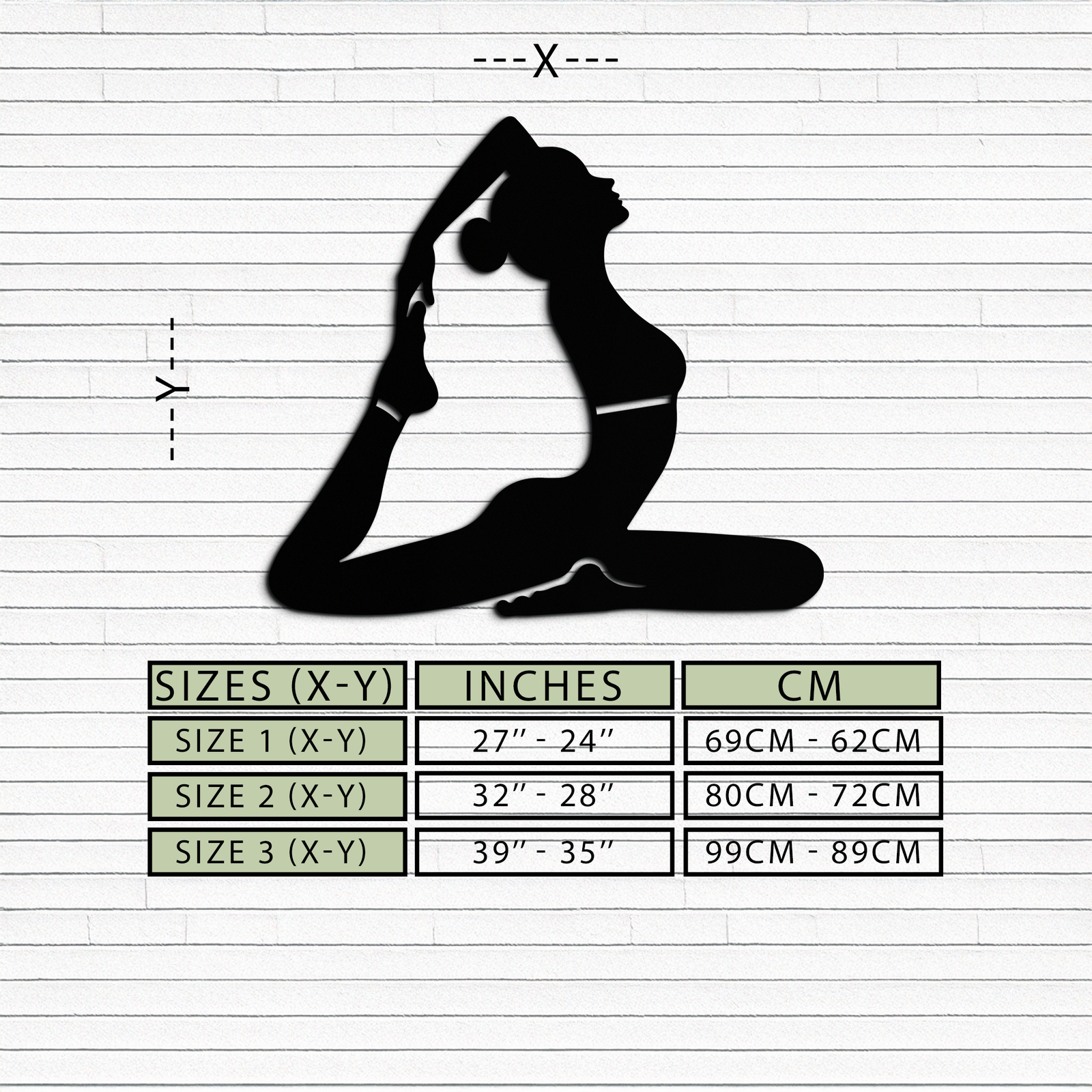 Kapotasana Pozu Silüeti Metal Duvar Sanatı – Yoga Esintili Minimalist Dekor- KAF384