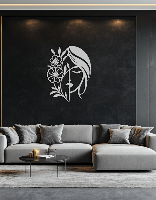 Load image into Gallery viewer, Woman with Flower Metal Wall Art – Elegant Female Silhouette Steel Decor- KAF385
