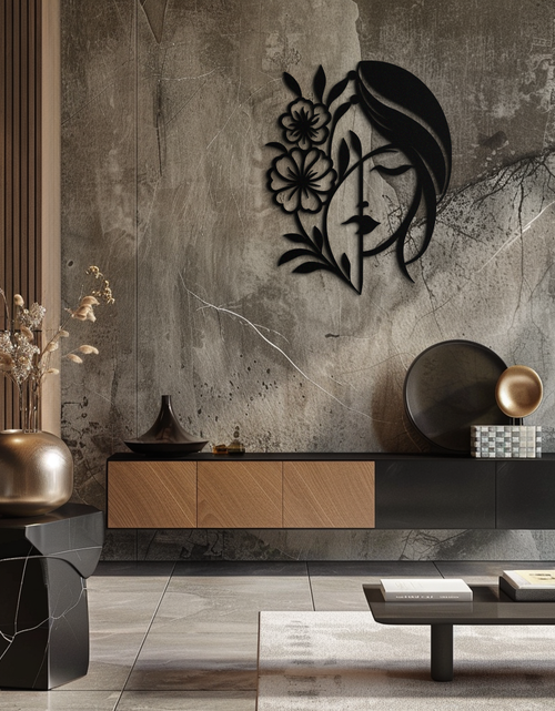 Load image into Gallery viewer, Woman with Flower Metal Wall Art – Elegant Female Silhouette Steel Decor- KAF385
