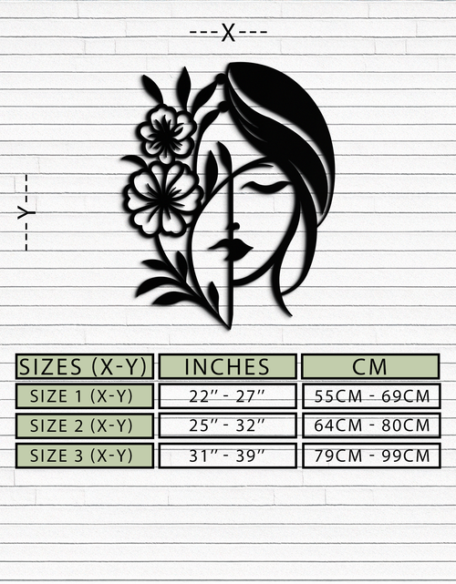 Load image into Gallery viewer, Woman with Flower Metal Wall Art – Elegant Female Silhouette Steel Decor- KAF385
