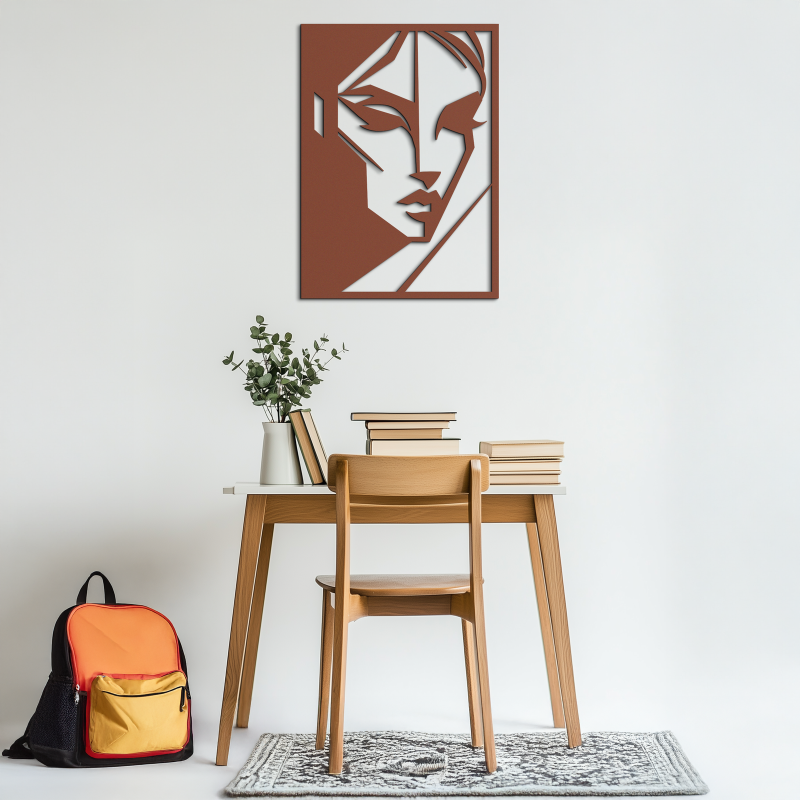 Geometric Woman Silhouette Metal Wall Art – Abstract Female Line Art Decor- KAF386