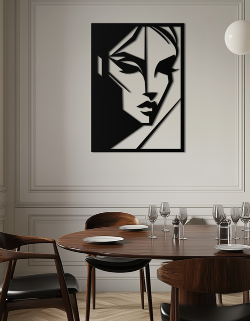 Load image into Gallery viewer, Geometric Woman Silhouette Metal Wall Art – Abstract Female Line Art Decor- KAF386
