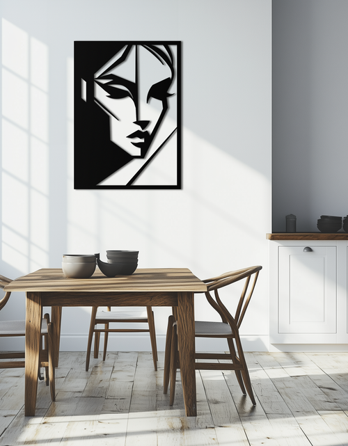 Load image into Gallery viewer, Geometric Woman Silhouette Metal Wall Art – Abstract Female Line Art Decor- KAF386
